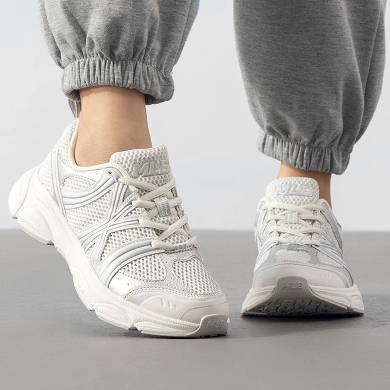MLB Ace Runner Abrasion Resistant Breathable Lightweight Height Increasing Low top Training Running Shoes Unisex Ecru 3ARNAC24N-50IVS