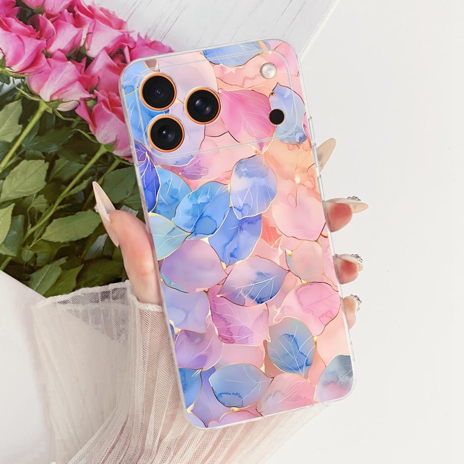 For Apple iPhone 17 Pro Max Case Luxury Flowers New Painted Cover Clear Silicone Case For iPhone 17 Air iPhone17 Pro Soft Fundas