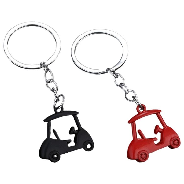 2pcs Realistic Zinc Alloy Golf Cart Pendant Keychain Golf Themed Keyring Souvenir For Enthusiasts Fashionable Gift