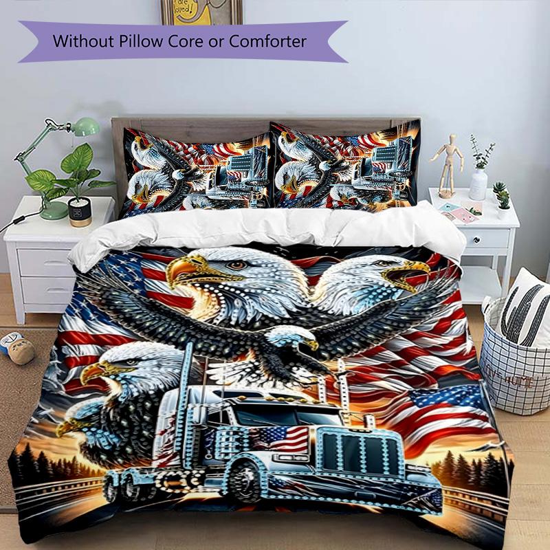 Eagle 3pcs Bedding Set Duvet Cover Closure Includes 1 Duvet Cover & 2 Pillowcases for All Seasons Bedroom Home Dorm Decor