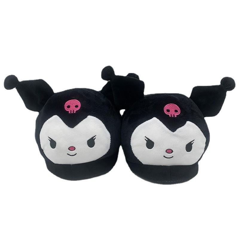 Женские зимние плюшевые тапочки My Melody & Kuromi - Нескользящие, Мультяшные хлопковые домашние тапочки 36-42