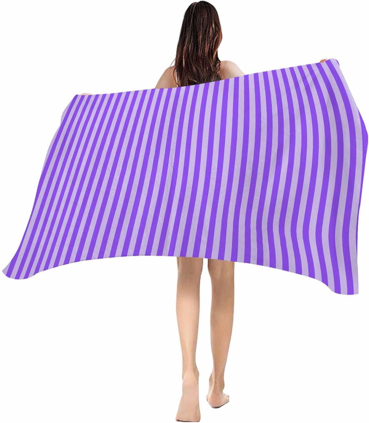 

Beach Towel Purple Pink Stripes Bath Pool Towels Classic Vertical Striped Soft Absorbent Beach Towel Lightweight Large Quick Dry W30*H60(CM)