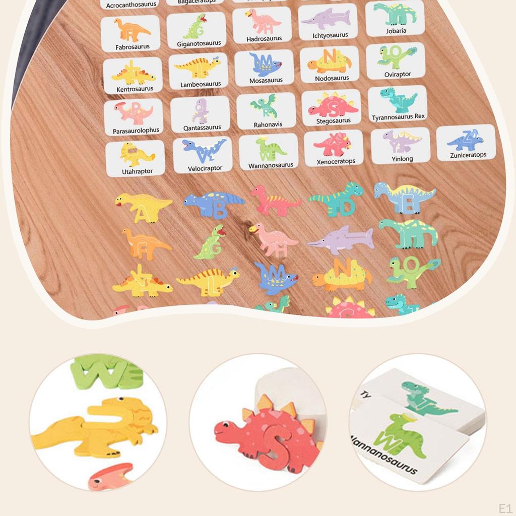 Wooden Alphabet Animal Puzzles Abc Cute Dinosaur Shape Preschool Learning