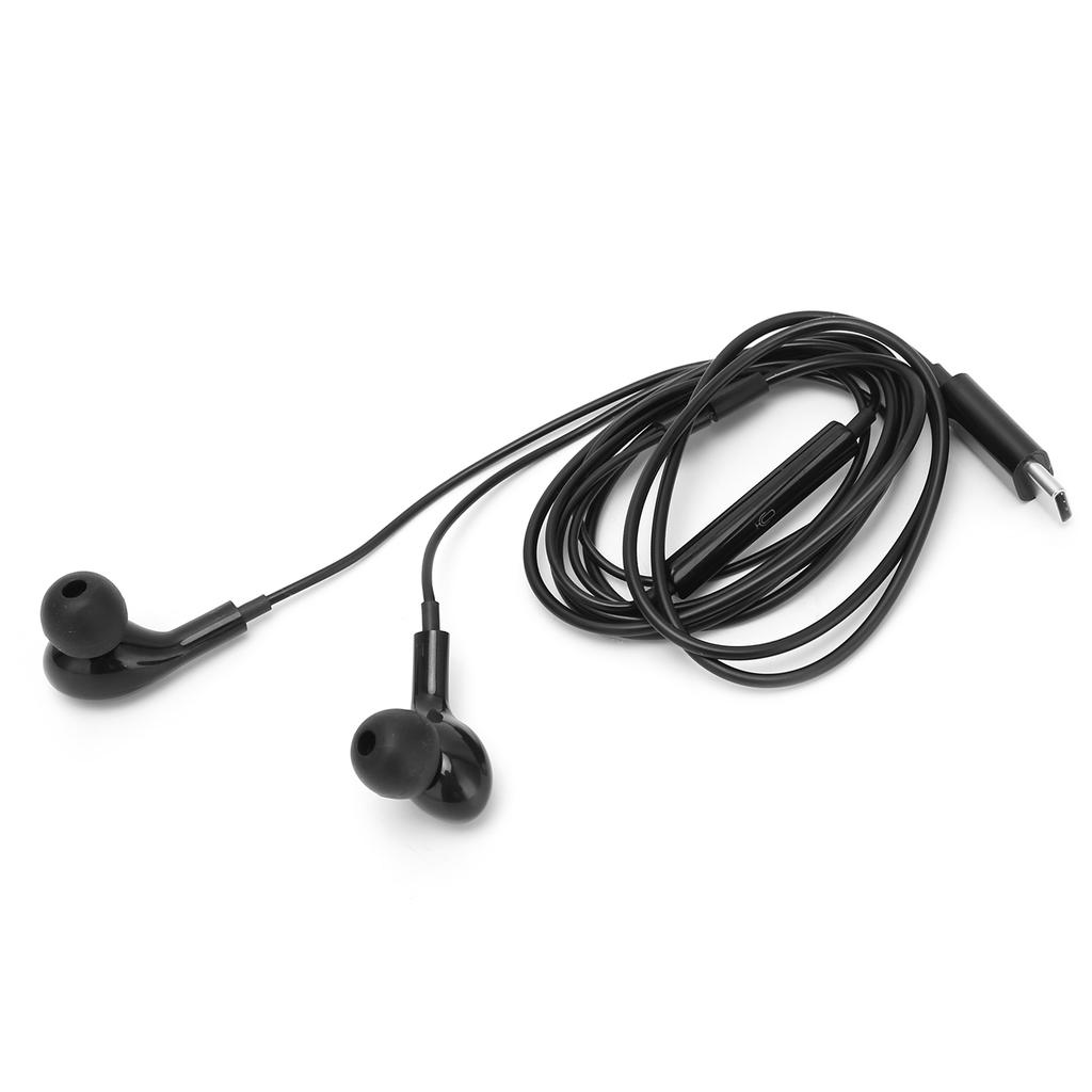 Wired Earphones Type C Digital Chip Noise Canceling Mobile Phone Earbubs with Volume ControlBlack