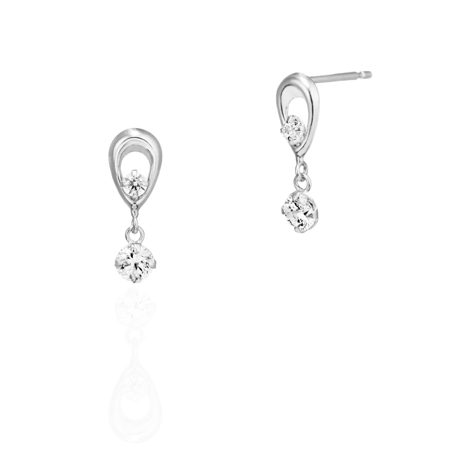 

K10 White Gold Earrings 111826153202 [4℃] (WG) Women s