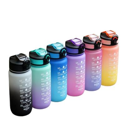 600ML Športová fľaša na vodu s časovým označením, pohár s prechodom farieb, nepriepustný pohár, motivačný nápojový riad, outdoorový šport, fitness