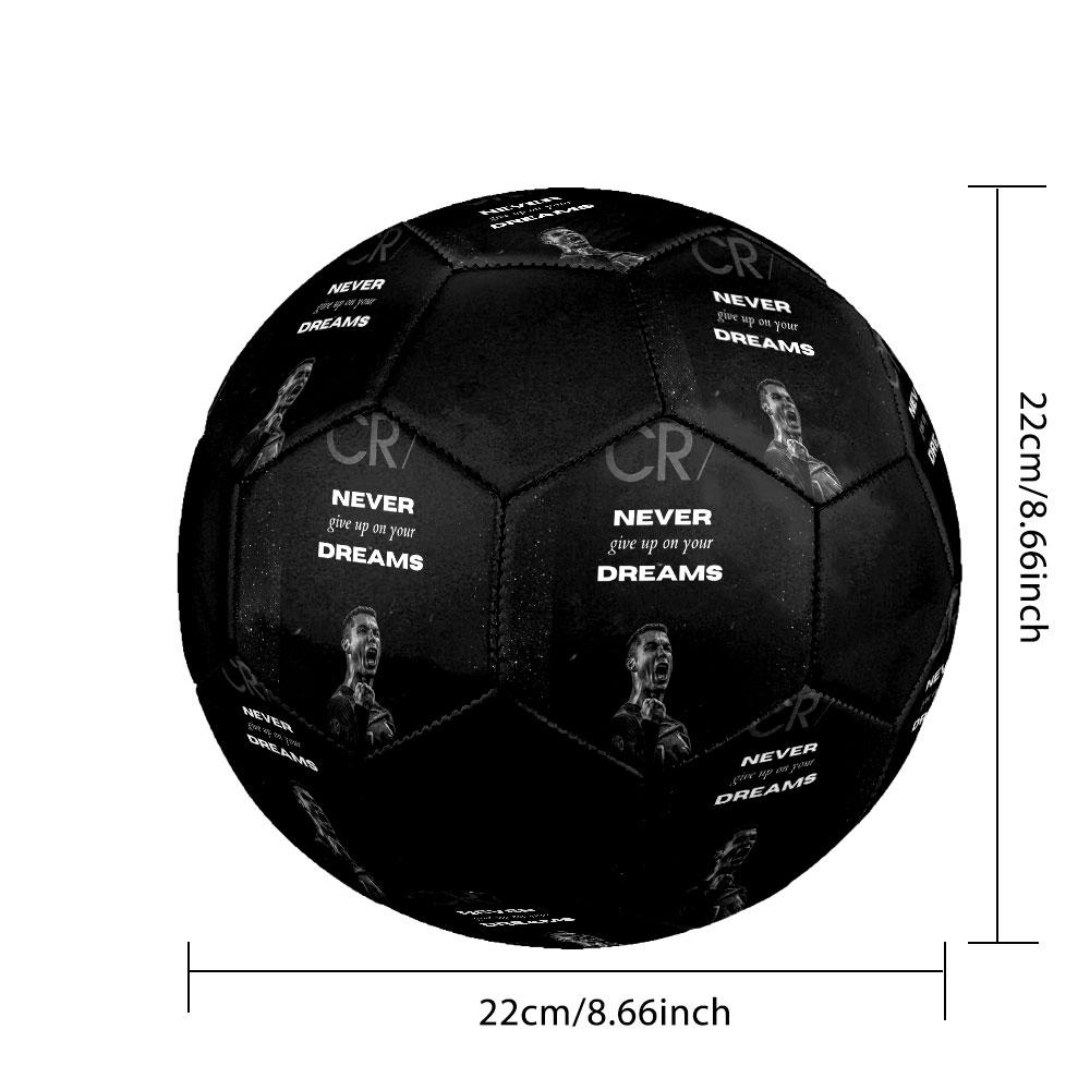 1 PZ Pallone da calcio Cristiano Ronaldo Devotion taglia 5 Praha Pallone da calcio indoor Colorato Per tutte le età Cucito a macchina PVC Pronto per la competizione Resistente Alto rimbalzo