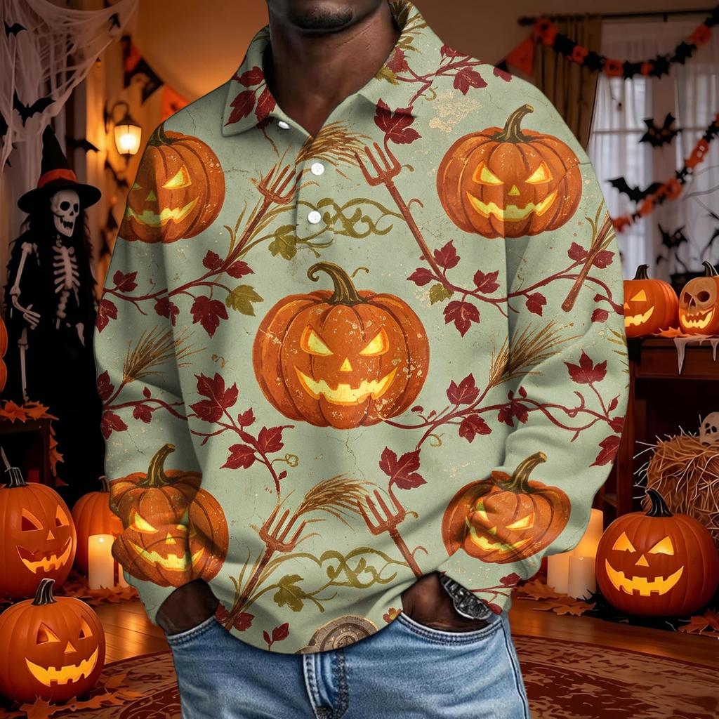Cămașă cu nasturi și mânecă lungă pentru bărbați de Halloween