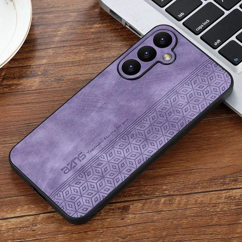 

EUCAGR Luxury Bumper Coque PU Leather Phone Case For Samsung Galaxy S26 Ultra S26 Plus Soft Shockproof Back Cover S26 Plus фіолетовий