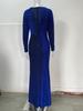 Sparkling Crystal V-Neck Evening Gown - Elegant Luxury Banquet & Performance Dress