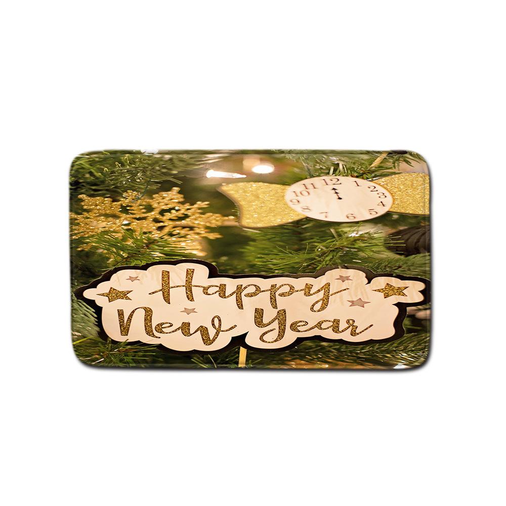 Christmas Shower Curtain Floor Mat Combination Four-Piece Set Bathroom Toilet Carpet Shower Room Mat Foot Mat