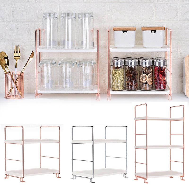Buy Rose Gold / Silver Iron Art Bathroom Kitchen Organizer Storage Rack ...