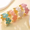 Stainless Steel Cuff Bangle Bracelet Non-Fading Women Wristband Fancy Flower Bangle for Women
