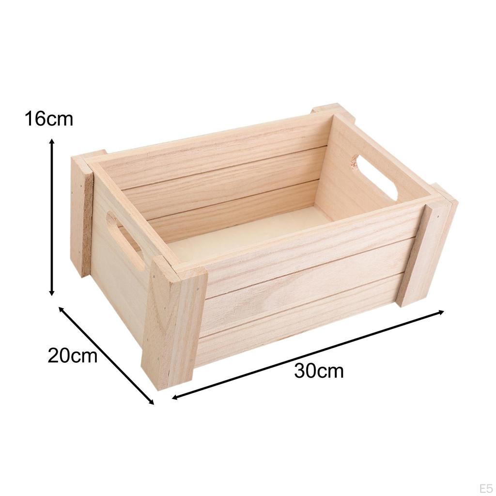 Vintage Holzkiste Desktop Organizer Korb Natürliche Robust Container Bin Holz Massivholz