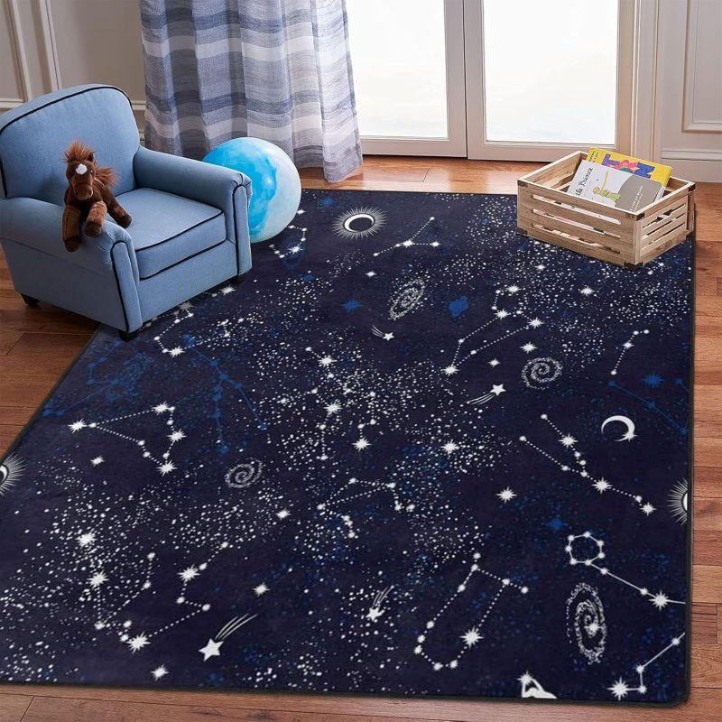 

Starry Sky Print Area Carpet Space Galaxy Carpet Non-slip Washable Floor Mat Suitable for Home Decoration Living Room Bedroom Decoration 60*90cm