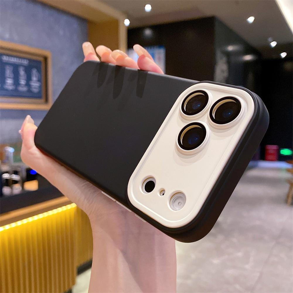 Fashion Contrast Color Lens Protection Silicone Phone Case For 17 Air 16 15 14 Plus 13 12 11 Pro Max Soft Cover