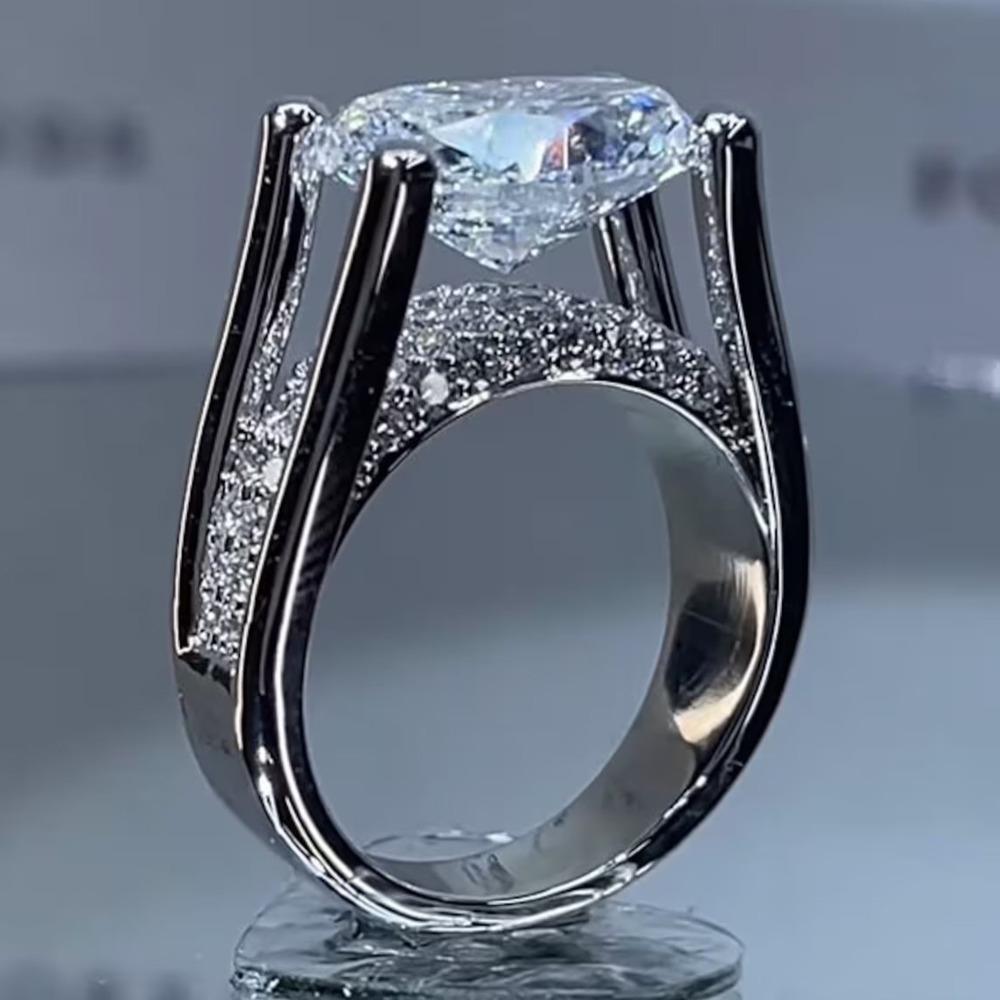 WOSIKATE Luxury Egg Shaped High Carbon Diamond Engagement Ring For Women CopperEternal Heart Finger Ring Fashion Jewellery