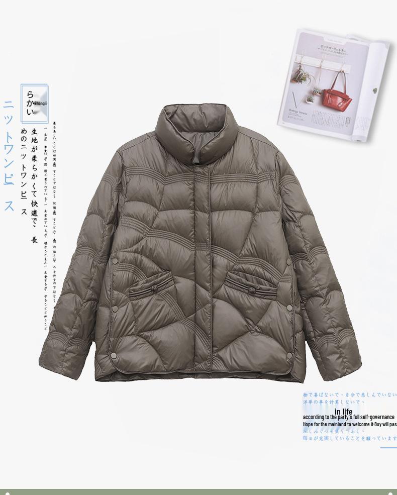 2024 Women's Winter Lightweight Short Down Jacket – Petite, Casual, Stand-Up Collar, White Duck Down