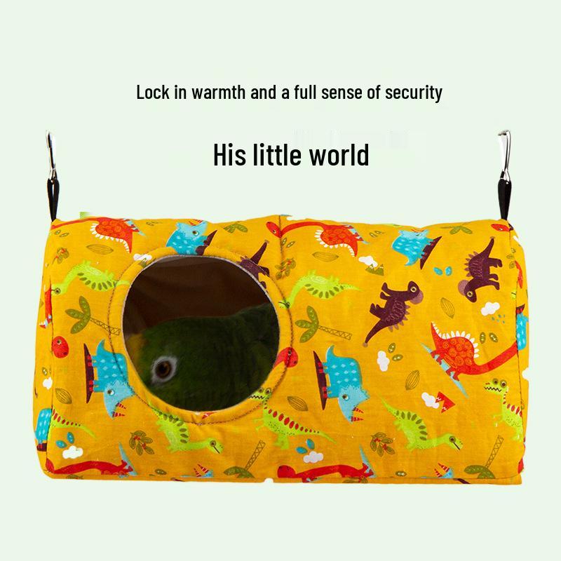 Cozy Autumn & Winter Parrot Nest: Thickened Cylinder Sleeping House for Cockatiels & Peony Birds