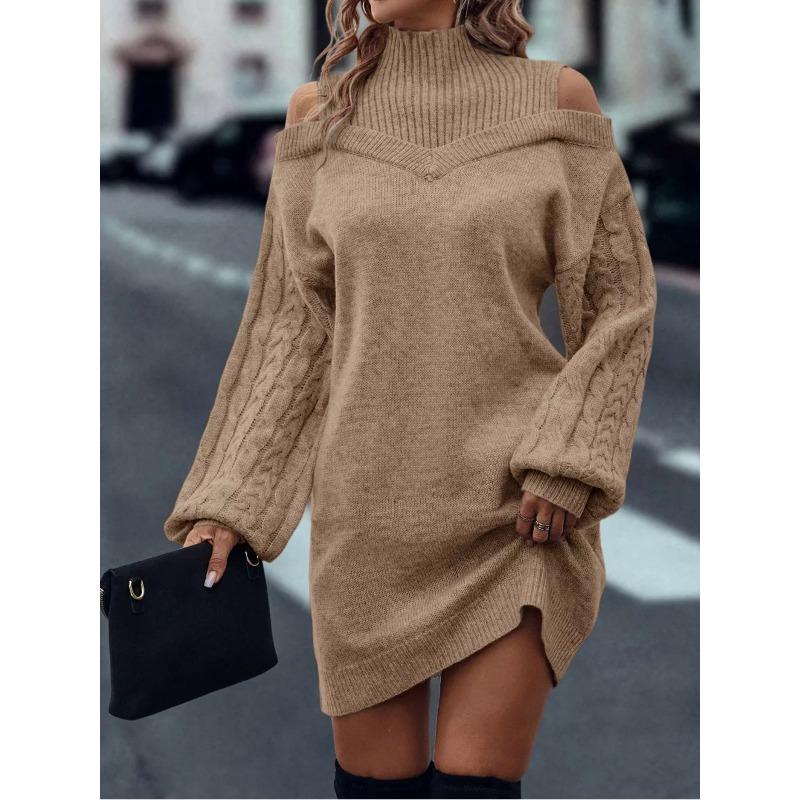YYFS Women's Fashion Casual Fall Winter Solid Color Print Long Sleeve High Neck Sweaters