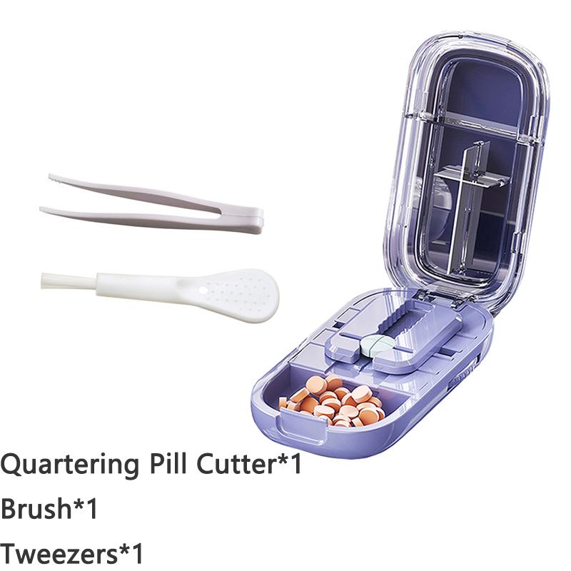 Health Pills Case Quarter Pill Cutter Storage Box Portable Medicine Tablet Medicine Dustproof Divider for Small Pills and Large