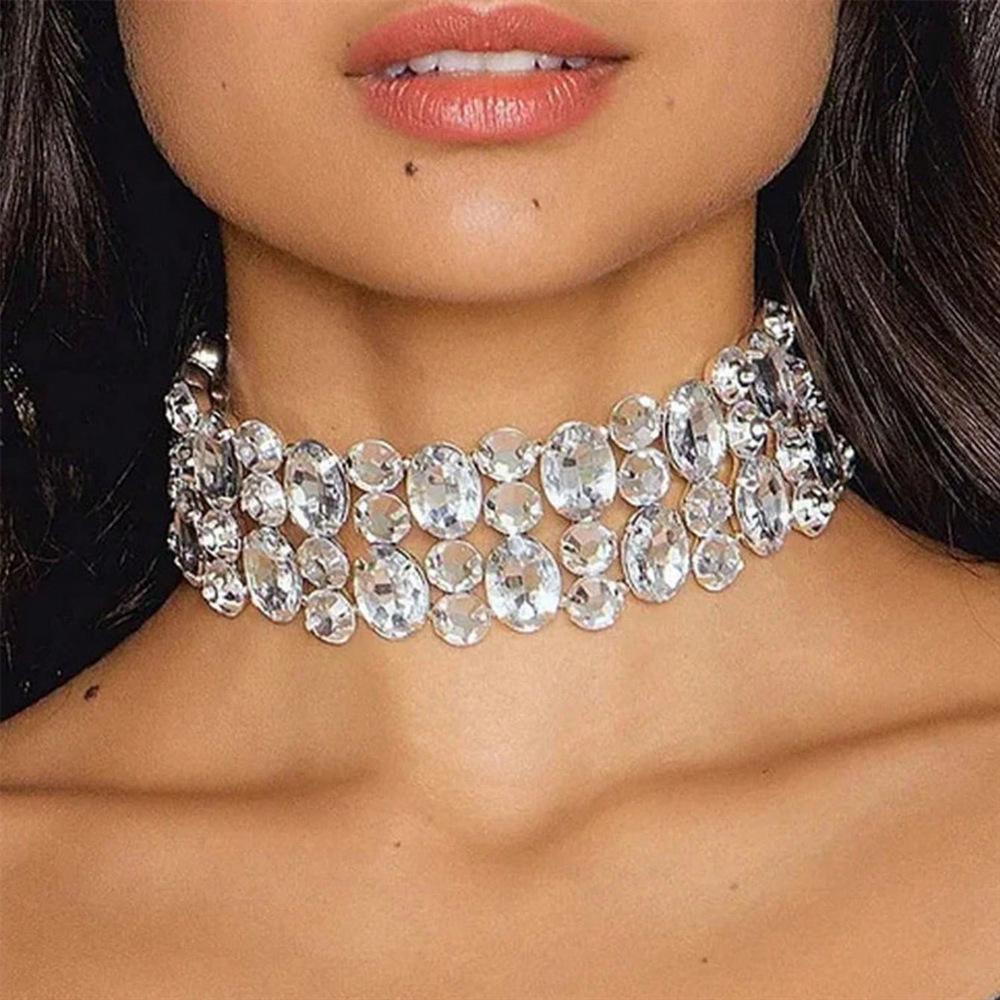 Europe And The United States Are Full Of Diamond Necklaces, Bridal Wedding Accessories Have A Simple Temperament, Two Rows Of Large Diamond Neck Chain
