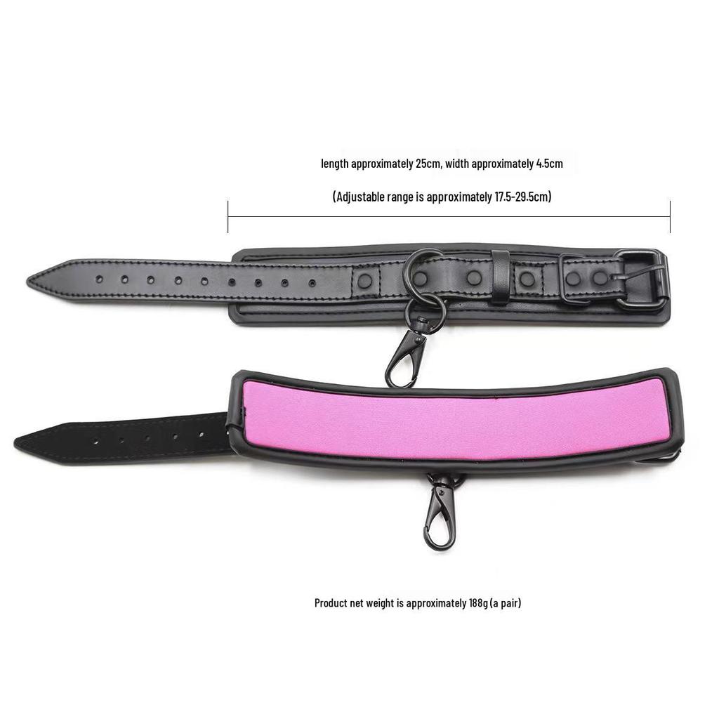 Cătușe SM din Piele Neagră cu Lanț cu Cataramă Suspendată pentru Antrenament de Pasiune pentru Bărbați și Femei