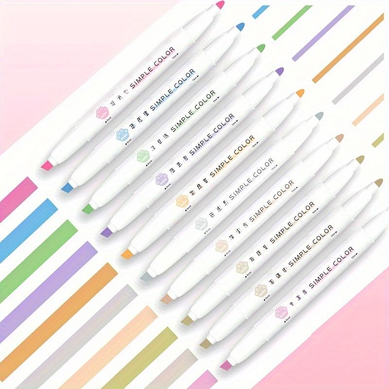 5pcs Dual-Tip Highlighters, 20 Vibrant Colors - Quick-Dry, Soft Pastel Shades for Journaling & Office Supplies