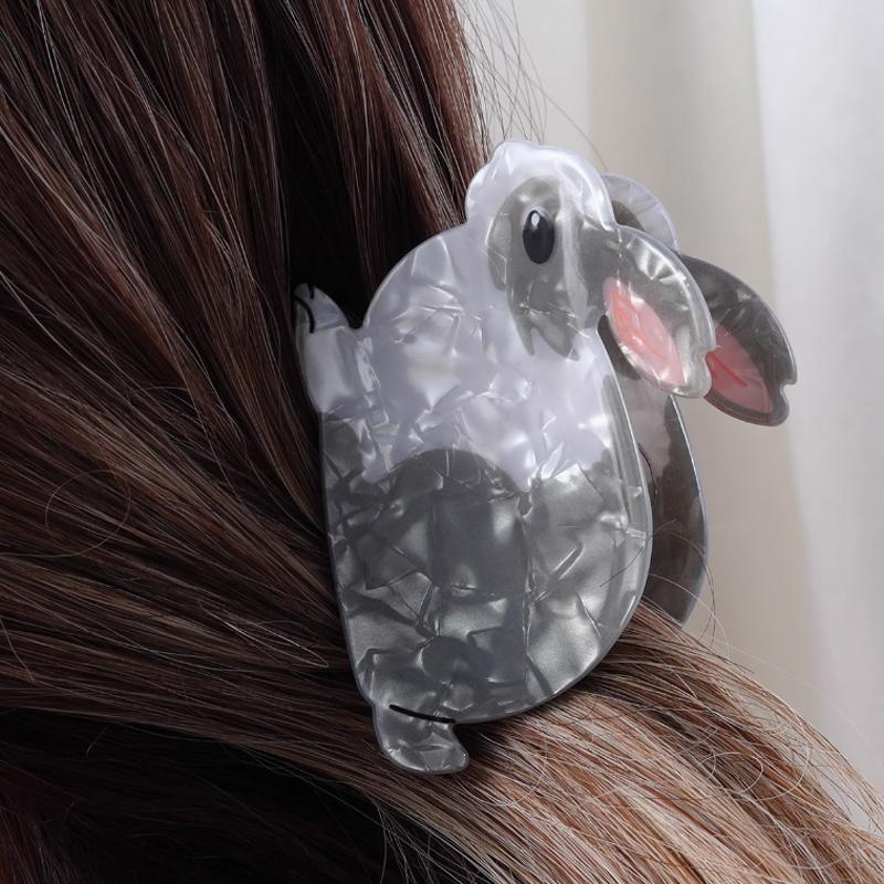 

1pc cute little bunny hair clip; adorable animal shark clip; acrylic material ponytail clip; cartoon hair clip.
