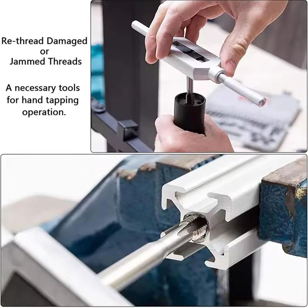 Set of metric plug taps with manual screw thread 3F M3 M4 M5 M6 M8 M10 M12 with adjustable tap wrench 1/16-1/4"