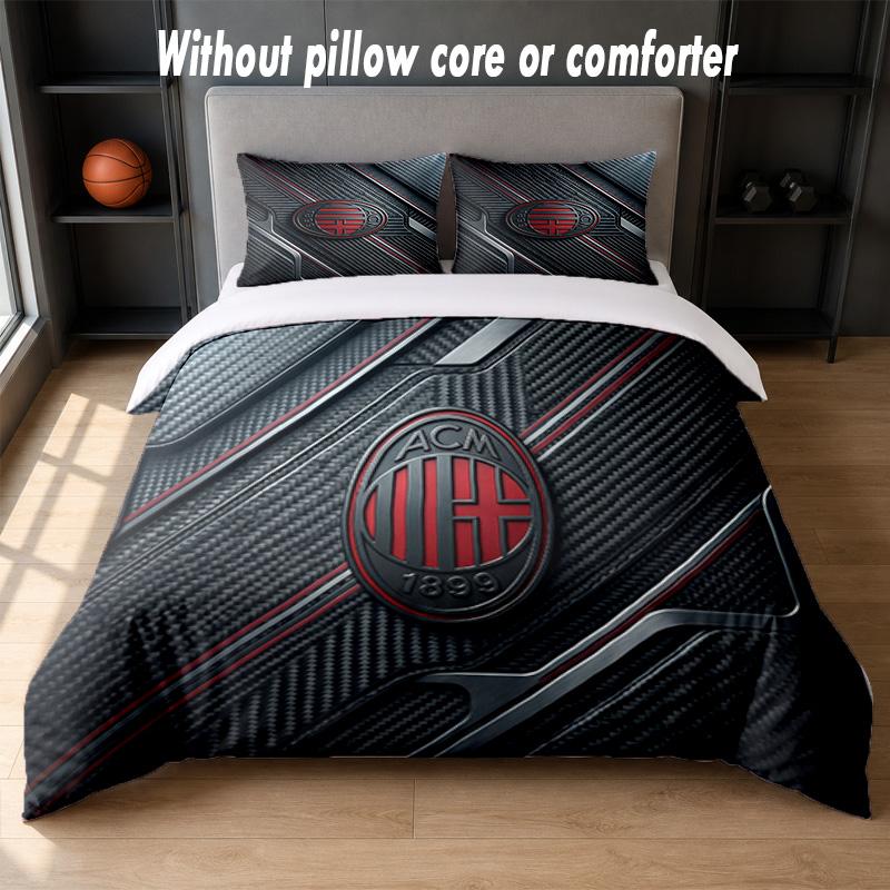 AC Milan Design Bed Bedding Set 1 Duvet Cover + 2 Pillowcases Soft Breathable Household Bed Linens