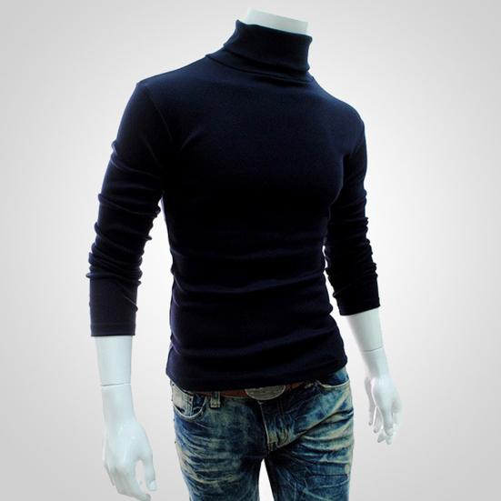 Men Shirt Solid Color Long Sleeves Slim Fit Breathable Basic Soft Half-high Collar Elastic Anti-shrink Autumn Tops Daily Clothes