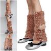 Winter Deer Pattern Leg Warmers Soft Plush Fabric Elastic Comfort Leg Covers Footless Socks For Home Office Activity