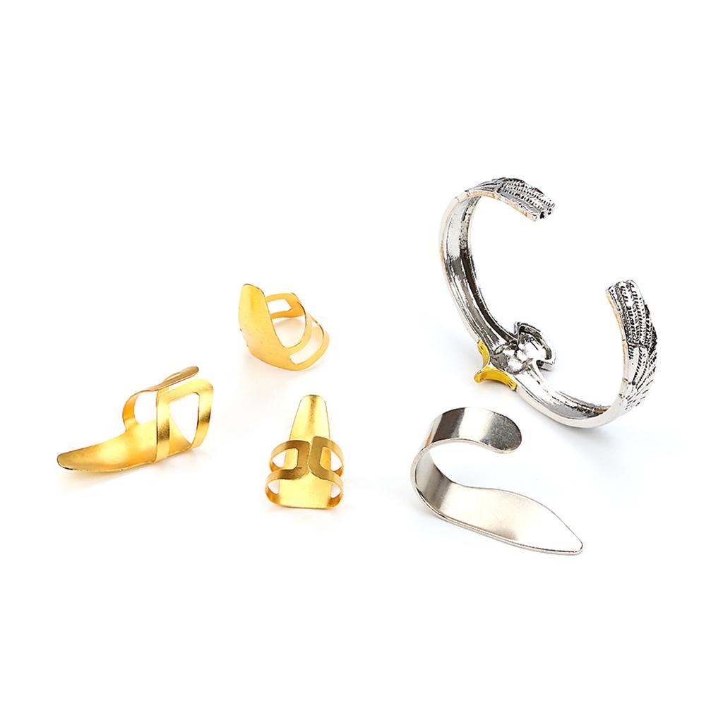 1 Plectru de deget mare și 3 Plectre de deget pentru chitară, Kituri, Plectre metalice pentru unghii, Designuri deschise pentru Ukulele, Chitară, Bas, Piese pentru începători