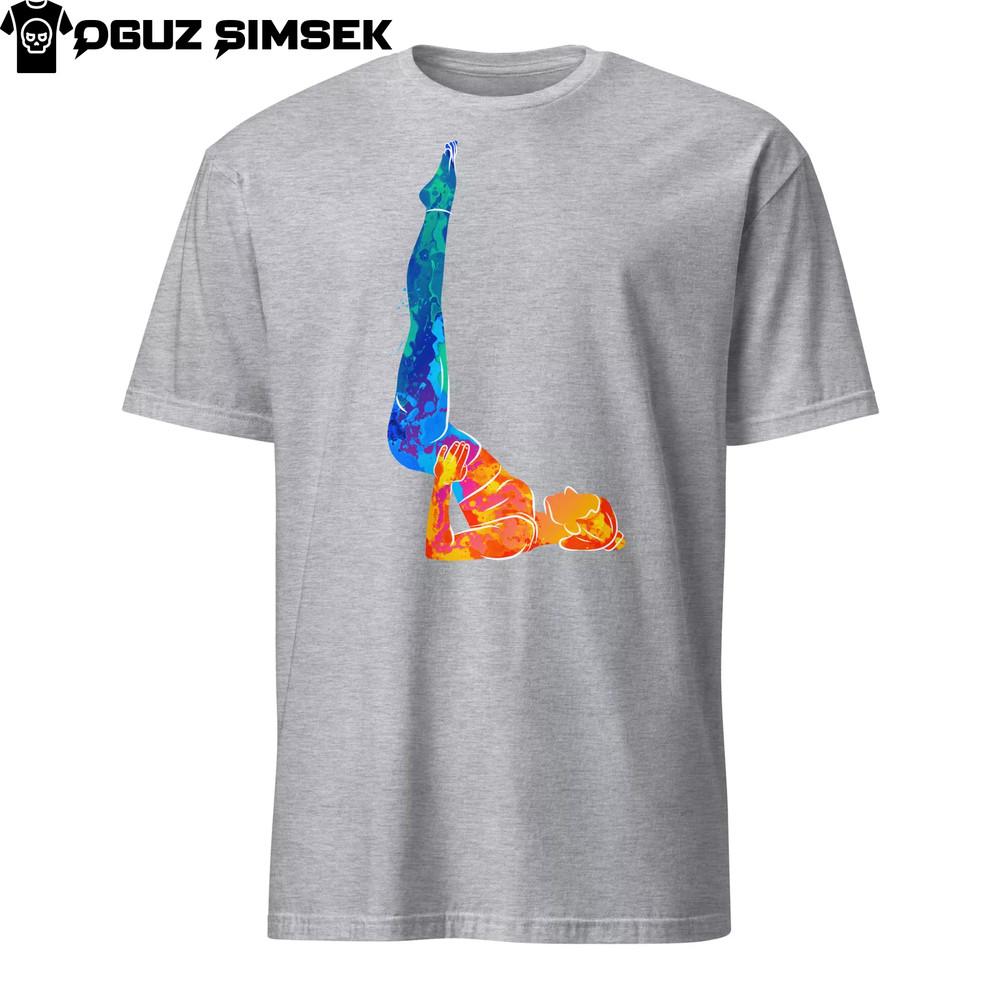 Abstract Colorful Silhouette Yoga T-Shirt Unisex Short Sleeve Tee Unique Design