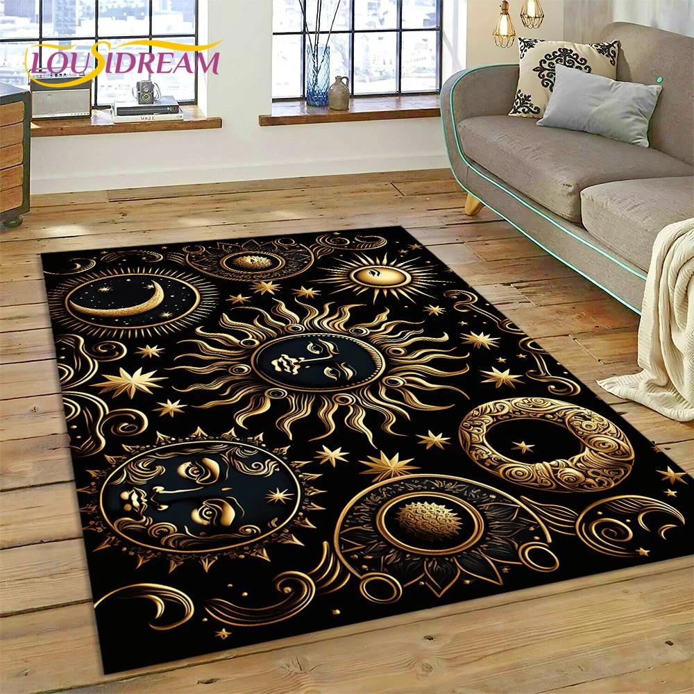 Sun Moon Mandala Magic Witchcraft Tarot Carpet Rug for Home Living Room Bedroom Sofa Doormat Decor,Area Rug Non-slip Floor Mat