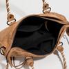 2026 Retro Distressed Suede Motorcycle Crossbody Bag with Rivets - Large Capacity & Soft Texture