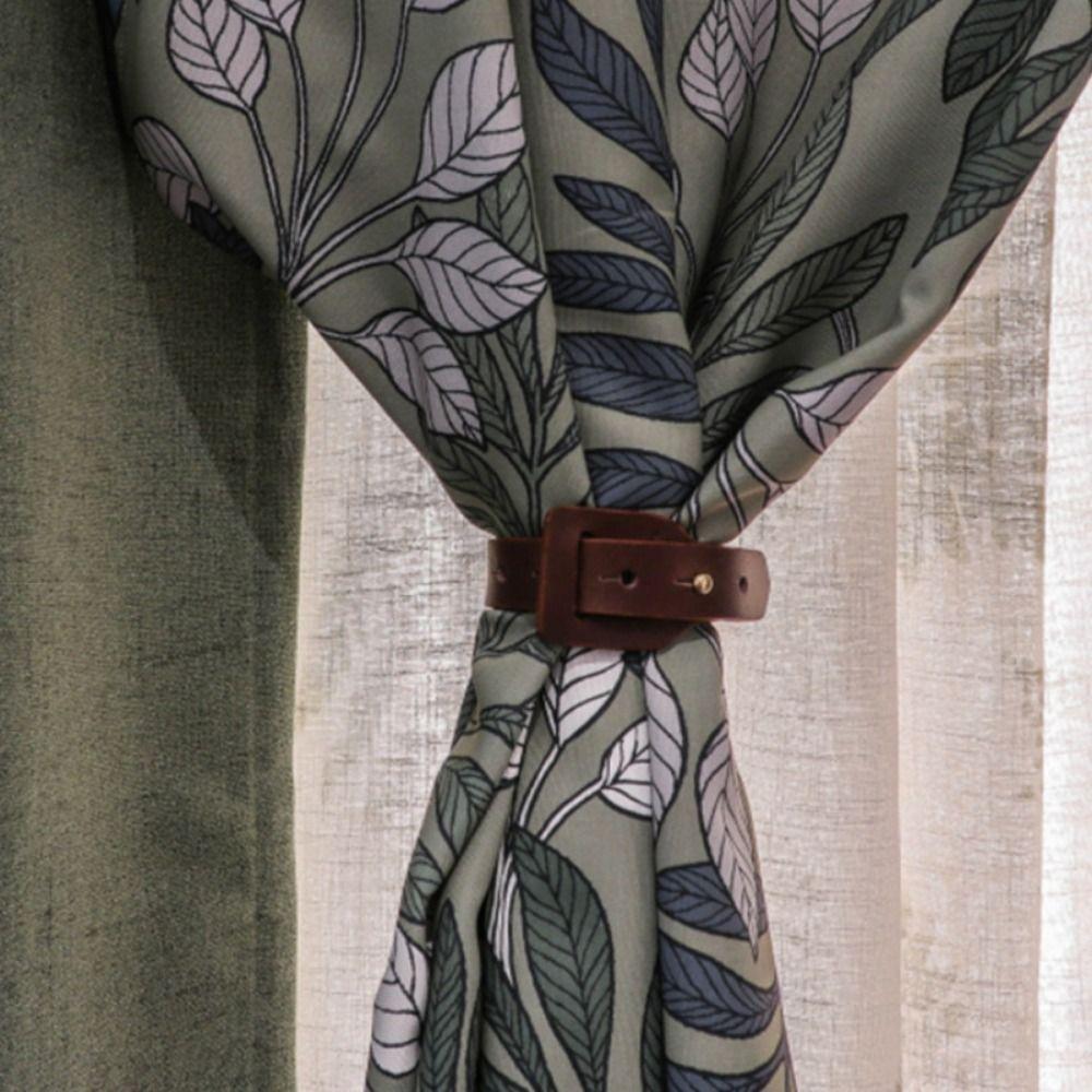 PU Leather Curtain Tie Strap Solid Color Curtains Fixing Tool Curtains Clamp Buckle  Bedroom