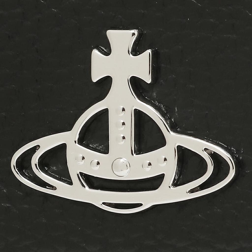 Vivienne Westwood Vegan Grain Wallet with Clasp 51010018 S000D N403 Tri-fold Closure, Black, Women's, [Used]