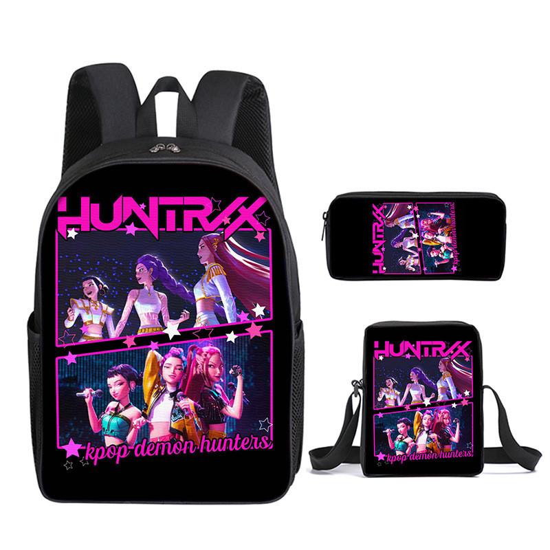Kpop Demon Hunters School Backpack Set With Oxford Fabric And Air Cushion Straps For Students
