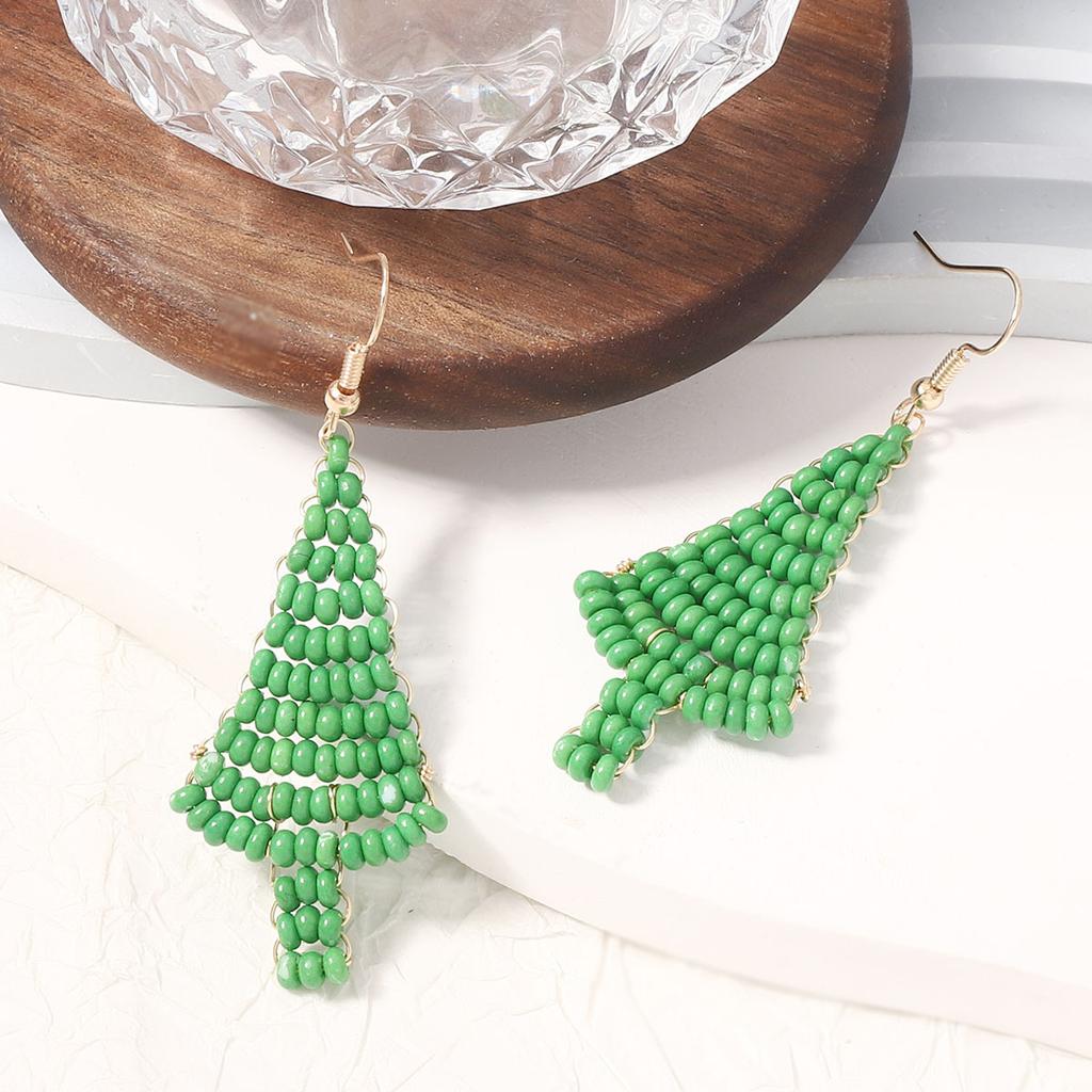 Halloween Creative New Green Hand-woven Christmas Tree Ear Hook Niche Simple and Versatile Model