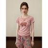 [Spot] Pink baby elephant printed short-sleeved T-shirt women's summer sweet wind slim and thin small top