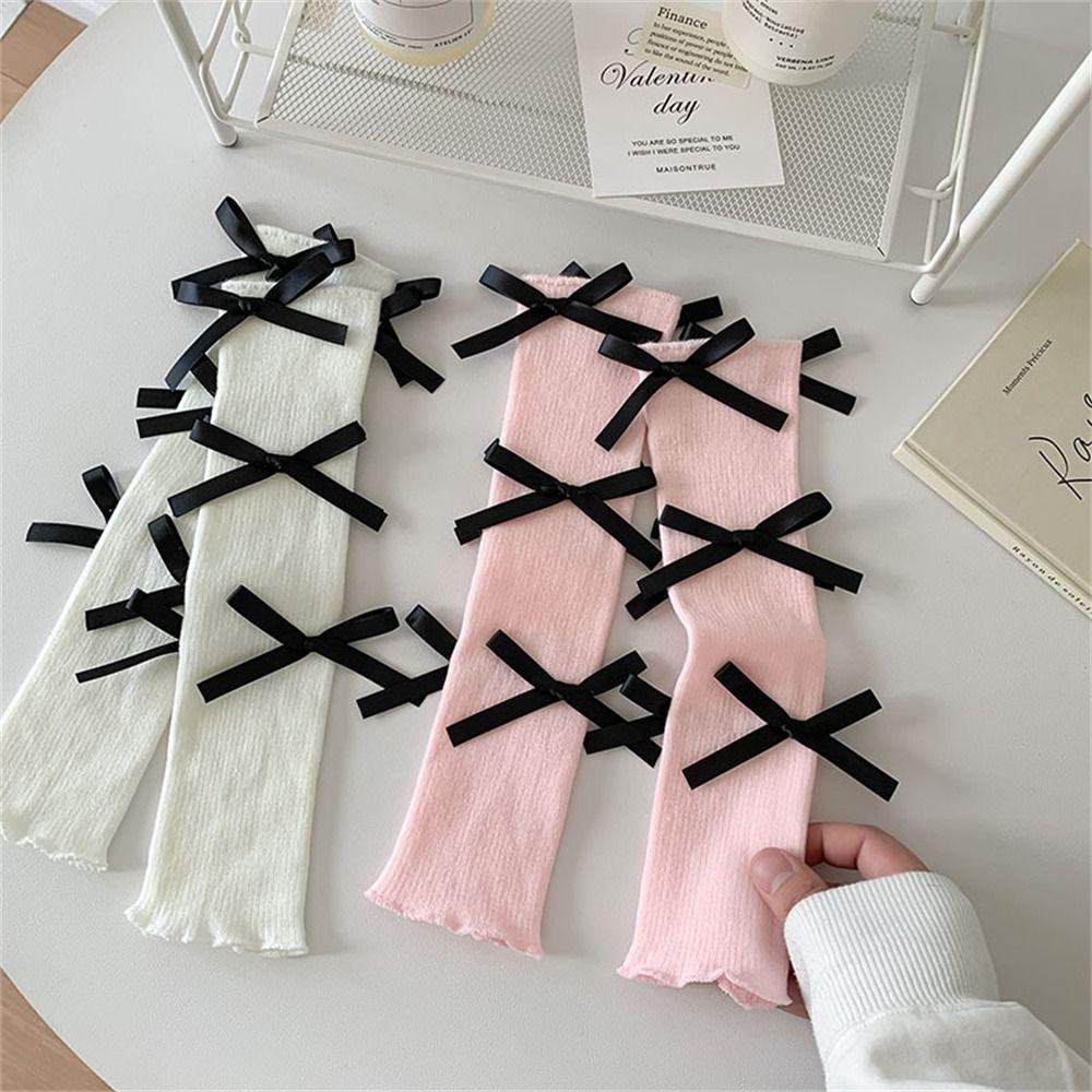 Warm Knitted Socks Bow Tie JK Stockings Sweet Lolita Long Socks  for Women Girls
