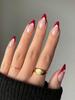 24 Almond-shaped Red French Manicure Nail Stickers, a Set of Almond-shaped Acrylic Nail Stickers for Perfect Fit.