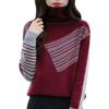 New Women's Color Block Turtleneck Knit Sweater - Loose Fit for Autumn & Winter