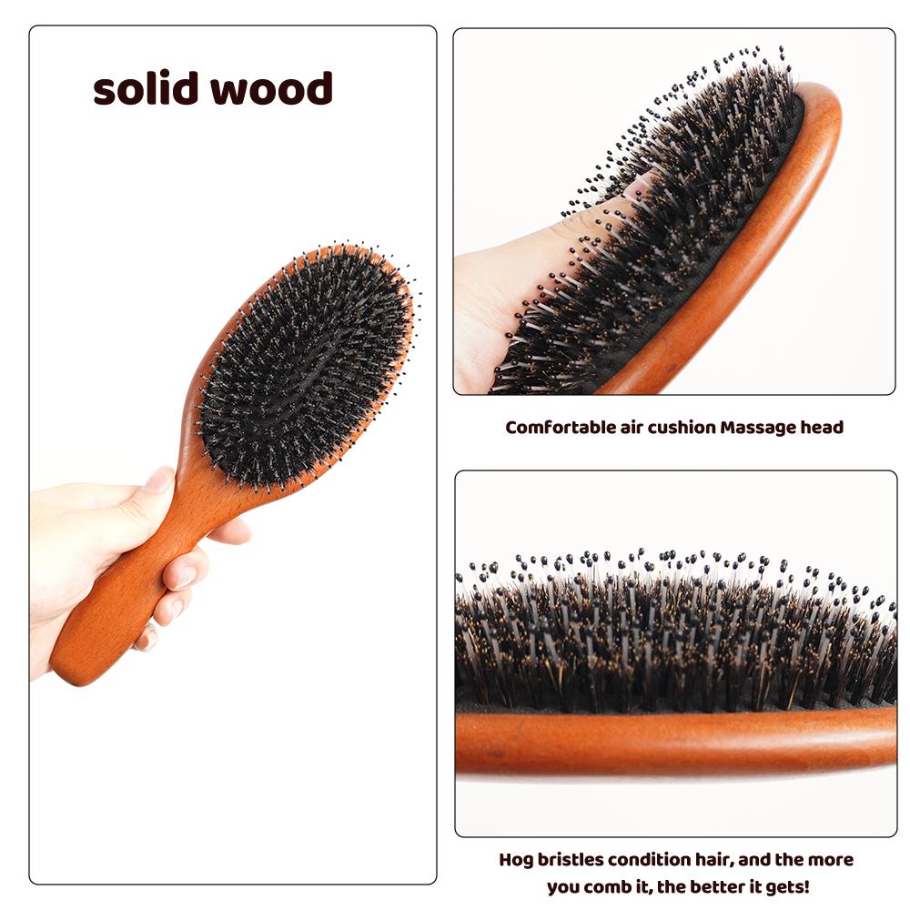 Straight Hair Combs Hairstyle Custom Comb Gua Sha Wooden Air Cushion Comb Set Bristle Meridian Scalp Massager