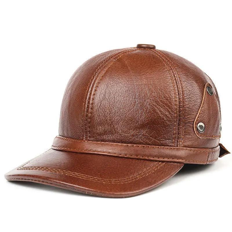 Sheepskin Baseball Cap/Beret for Men - Autumn Winter Casual Fashion Hats for Mature Youth Elderly