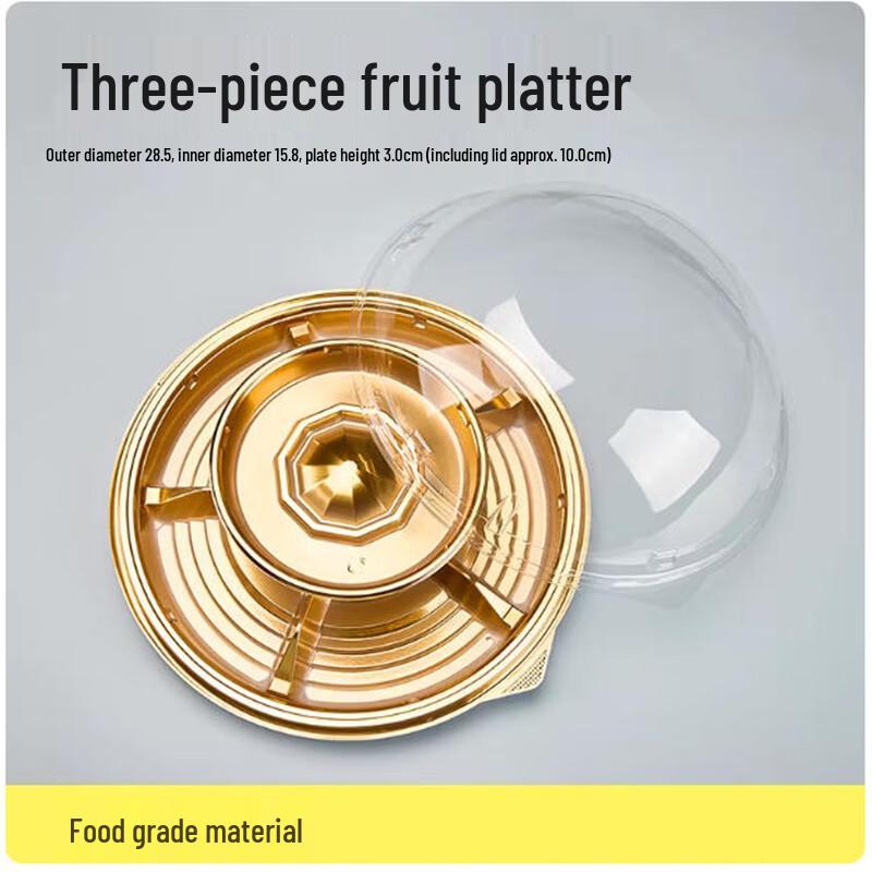 Saint Bailey Gold Divided Round Fruit Takeaway Box