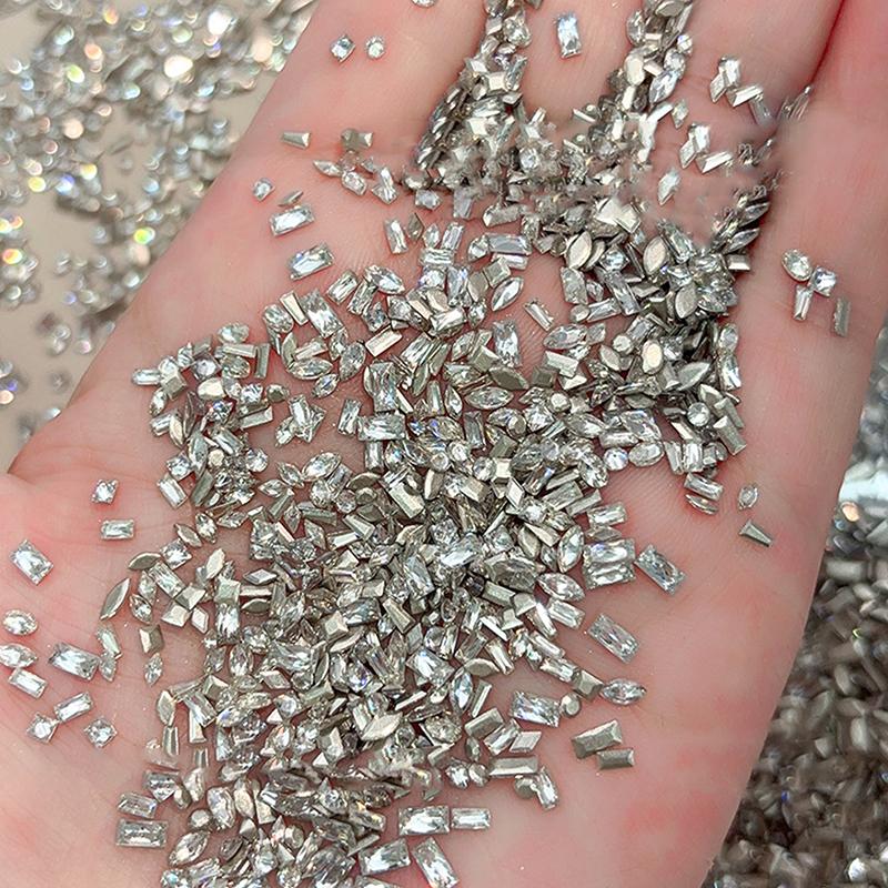 12 Gitter Gemischte Mini Zirkon Nagel Diamanten Pferdeaugen Diamanten Weiß Champagner Nagel Strass Glänzend Bunte Nagel Juwelen Nagel Charms