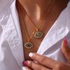 Bohemian Devil's Eye Pendant Necklace in Enamel & Titanium Steel with Rhinestones for Women